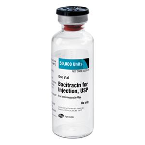 Bacitracin Powder IM Injection SDV 50MU/vl Sterile Vial Ea, 48 EA/CA - Pfizer Injectables — 00009023301 Image